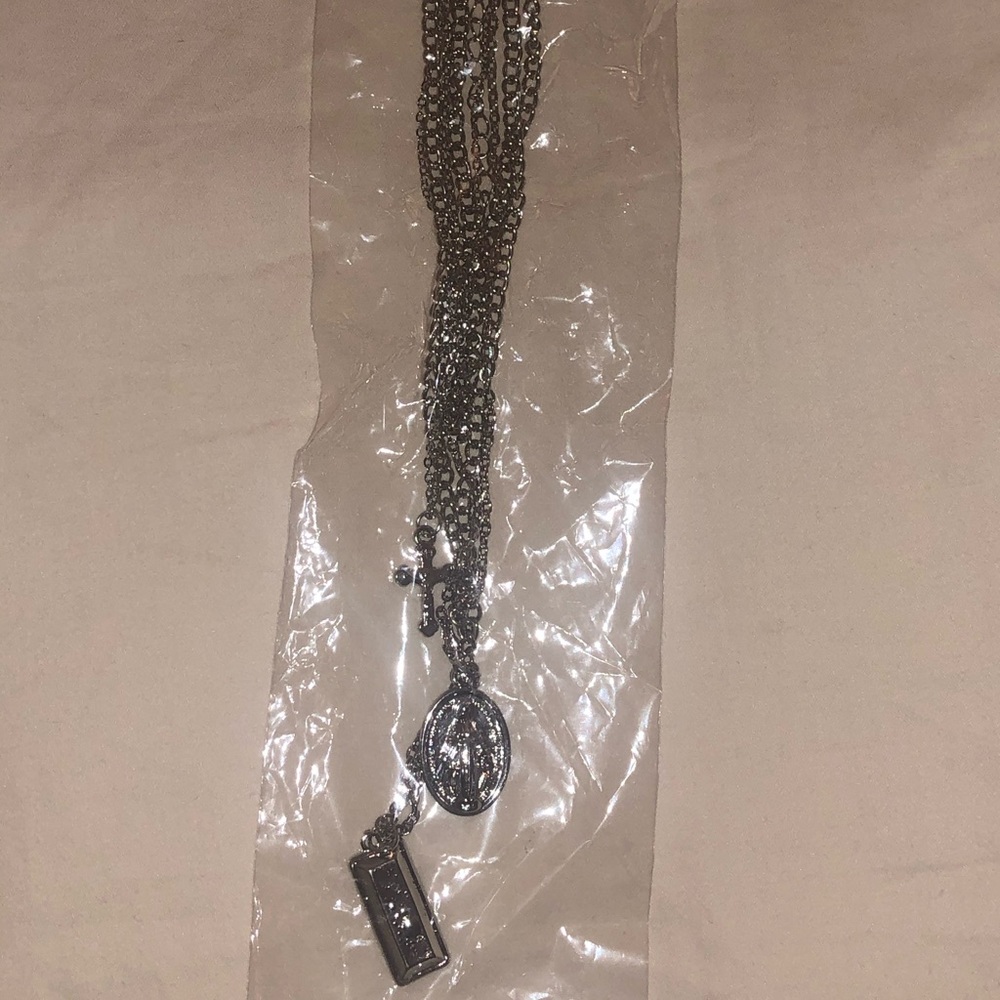 Silver necklace with multiple chains